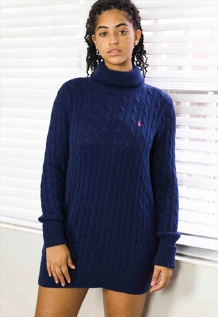 VINTAGE RALPH LAURENROLL NECK JUMPER DRESS LOGO 90S L 26.3