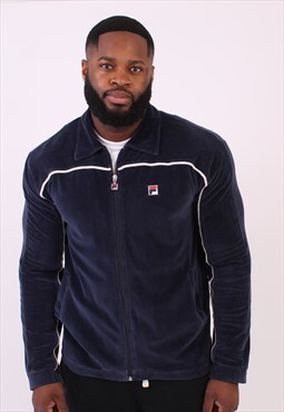 Vintage Navy Fila Velour Track Jacket