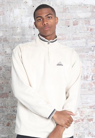 VINTAGE ADIDAS LOGO 1/4 ZIP SWEATSHIRT CREAM