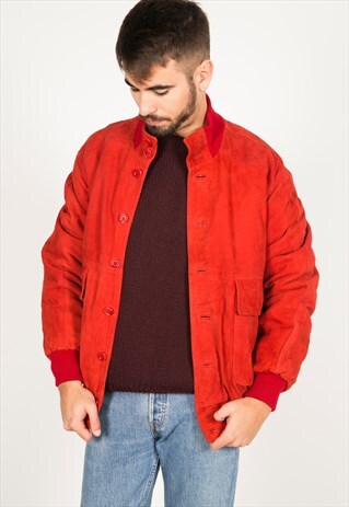VINTAGE 80S WINTER BOMBER SUEDE JACKET / R0077