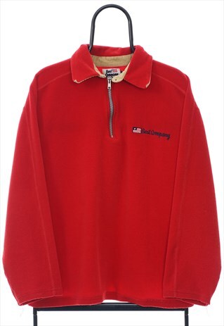VINTAGE BEST COMPANY RED QUARTER ZIP SWEATSHIRT WOMENS