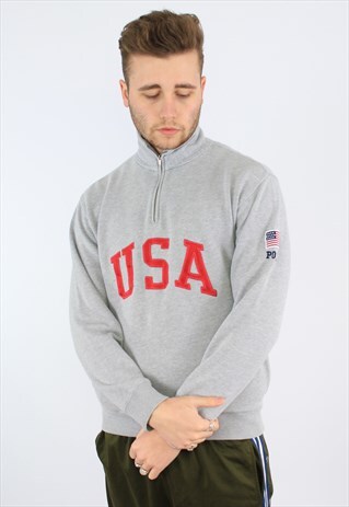 RALPH LAUREN POLO SPORT USA 1/4 ZIP SWEATSHIRT