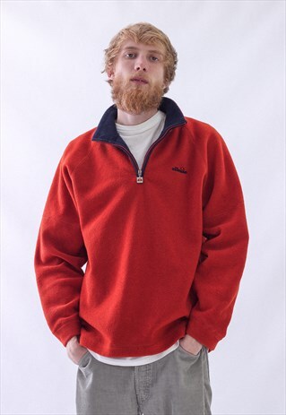 VINTAGE MENS ELLESSE HALF ZIP FLEECE PULLOVER JACKET