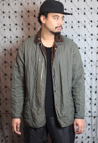 VINTAGE KHAKI GREEN QUILTED BARBOUR JACKET