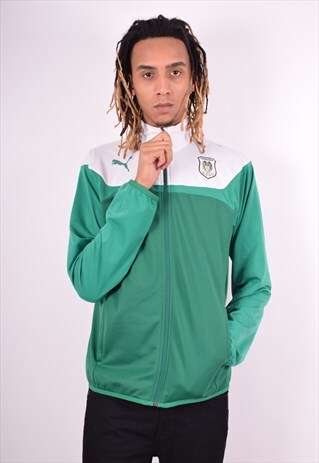 PUMA MENS VINTAGE TRACKSUIT TOP JACKET MEDIUM GREEN 90'S