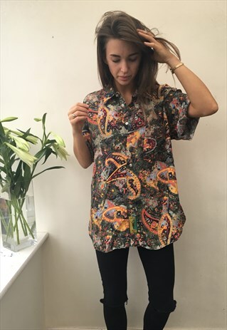 CRAZY PATTERNED OVERSIZED RETRO VINTAGE UNISEX FESTIVAL SHIR