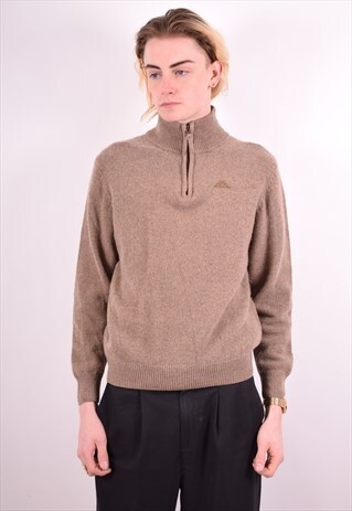 KAPPA MENS VINTAGE JUMPER SWEATER SMALL BROWN 90S