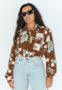 Vintage 90s Angels Mythology Royalty Core Patterned Shirt 