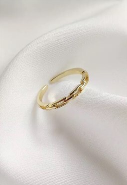 Dainty Adjustable Chain Ring, Gold on 925 Silver