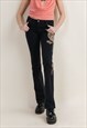 VINTAGE Y2K JUST CAVALLI BIRD EMBROIDERY FLARE BLACK JEANS