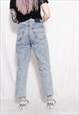 80S VINTAGE 90S GRUNGE ACID WASH HIGH RISE CROP MOM JEANS