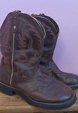 Vintage Y2K Justin dark brown unisex cowboy boots