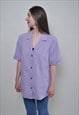 MINIMALIST PURPLE BLOUSE, EMBROIDERED SLEEVES BUTTON UP 