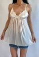 00S LINEA DONATELLA WHITE SHEER FLORAL LINGERIE BOHO TOP