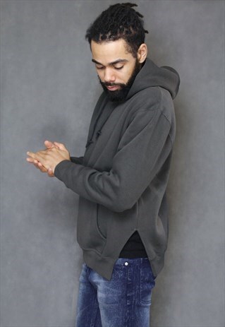 SALE - SPLIT DARK GREY HOODIE RETRO FIT HOODIE