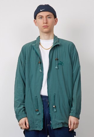 VINTAGE 90'S PUMA GREEN PARKA JACKET