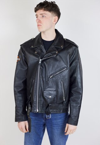 VINTAGE 90S BLACK LEATHER JACKET