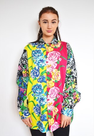 RARE VERSUS VERSACE FLORAL FLOWER WAVEY SHIRT