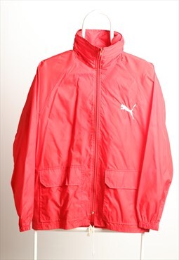 Vintage Puma Sportswear Rain Shell Hooded Jacket Logo Red