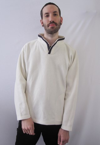 VINTAGE MINIMAL WHITE / CREAM FLEECE SWEATSHIRT