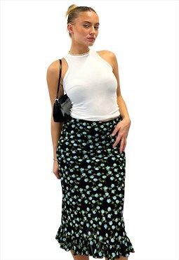 Vintage Y2k Floral Midi Skirt