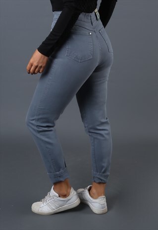 HIGH WAISTED JEANS TAPERED LEG VINTAGE UK 8 - 10 (L62U)