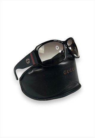 VINTAGE Y2K GUCCI SUNGLASSES BLACK GG MONOGRAM STRIPE