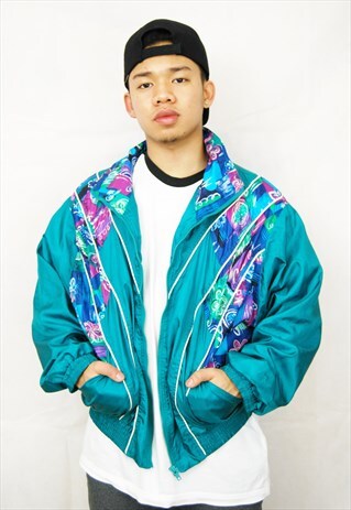 PRINTED SILKY WINDBREAKER/SHELL/BOMBER JACKET (1990'S)
