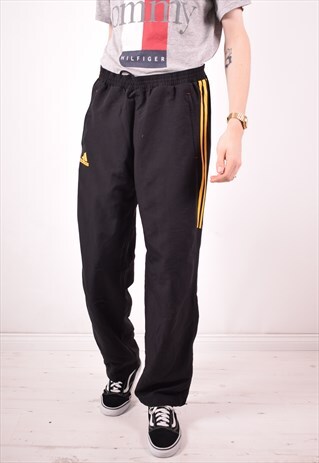 ADIDAS MENS VINTAGE TRACKSUIT TROUSERS LARGE BLACK 90S