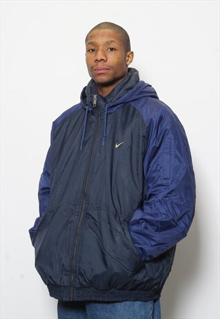 VINTAGE NIKE FLEECE QUILTED JACKET BLUE