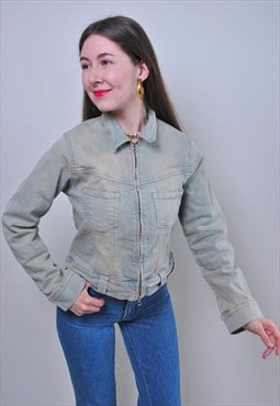 Vintage jeans zipped up jacket, 90s  women denim jacket