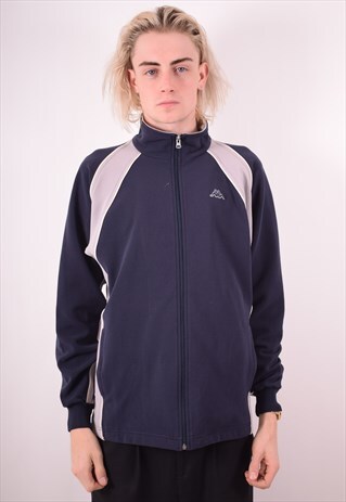 KAPPA MENS VINTAGE TRACKSUIT TOP JACKET MEDIUM NAVY BLUE 90S