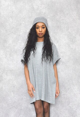 GREY OVERSIZED BOYFRIEND T-SHIRT DRESS