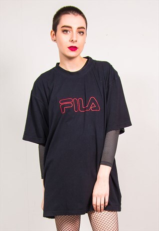 FILA VINTAGE 90'S BLACK OVERSIZED SHORT SLEEVE T-SHIRT