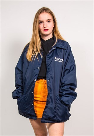 VINTAGE 90'S BLUE OVERSIZED LINED COACH JACKET