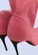 SCHUH PINK SOCK HEELED STILETTO PARTY POINTED ANKLE BOOTS 