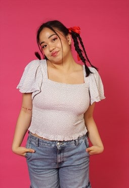 Y2K Purple Puff Shoulder Vintage Top