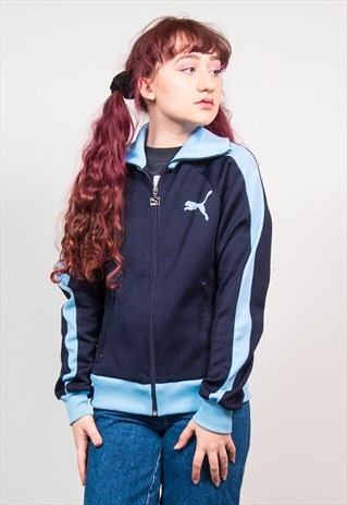 VINTAGE 90'S PUMA BLUE TRACKSUIT JACKET TOP