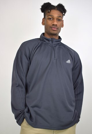 VINTAGE 90S ADIDAS STEEL GREY 3/4 ZIP JUMPER