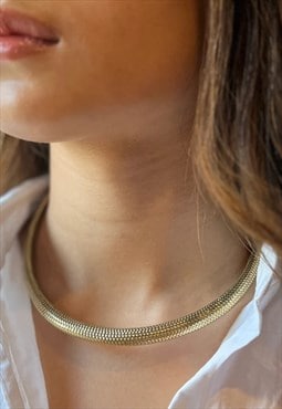 Gold Snakeskin Choker Necklace Adjustable