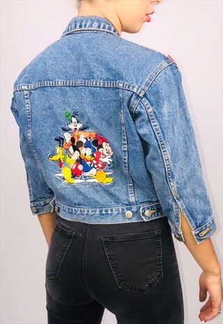 VINTAGE REWORKED 1990S OFFICIAL DISNEY CROPPED DENIM JACKET