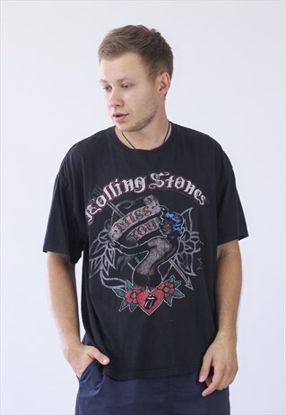 VINTAGE MENS ROLLING STONES BIG LOGO T-SHIRT