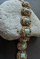 70'S VINTAGE LADIES BRACELET GOLD COSTUME JEWELLERY BLUE 