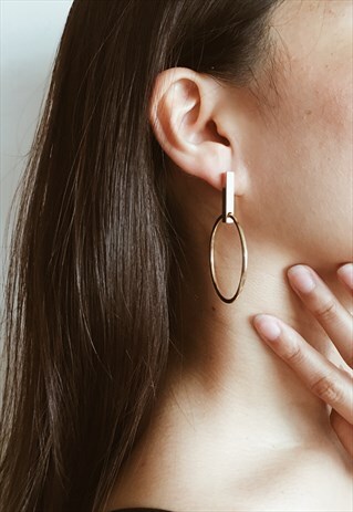 VINTAGE GOLD EARRINGS STUD MINIMALIST DANGLING CHERRY