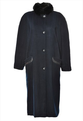 VINTAGE BEYOND RETRO SINGLE BREASTED NAVY & BLACK FUR TRIM W