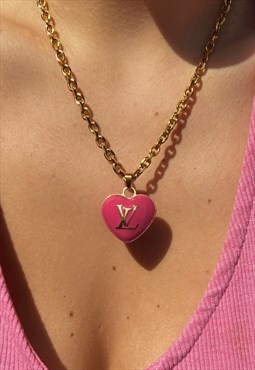 Authentic Louis Vuitton Vintage Heart Pendant Reworked Necklace