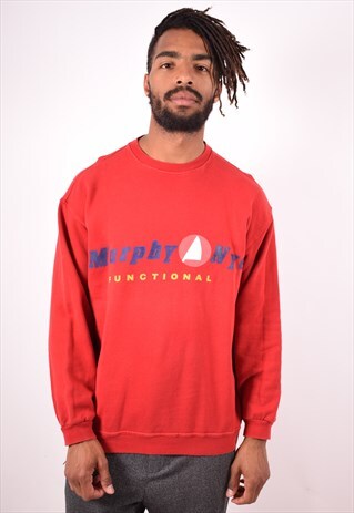 MURPHY & NYE MENS VINTAGE SWEATSHIRT JUMPER LARGE RED 90S
