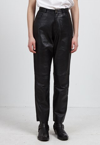 VINTAGE BLACK LEATHER TROUSERS BOTTOMS
