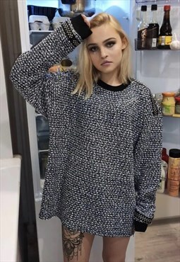 Studded knitwear sweater Y2K stitched metal jumper grey