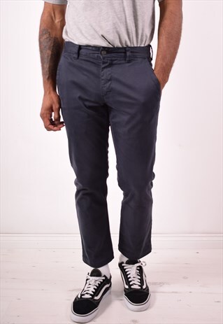BURBERRY MENS VINTAGE TROUSERS W30 L26 NAVY BLUE 90S